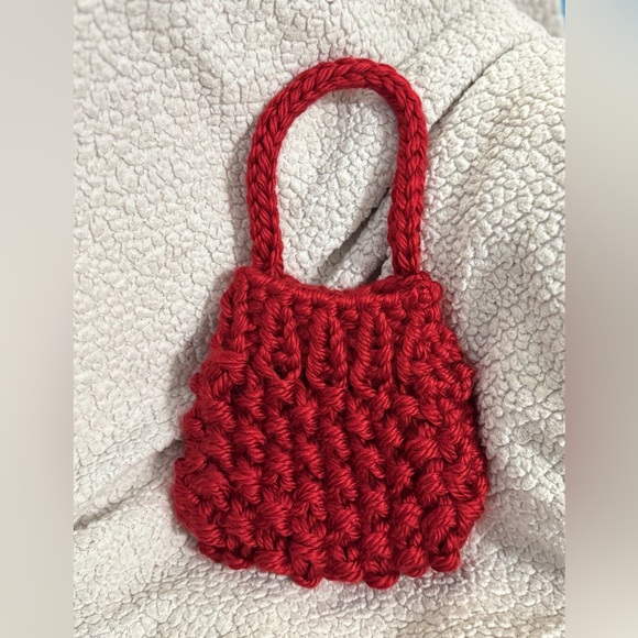 Hand Crafted Handbags - Handmade Hand Crafted Knit Purse Red